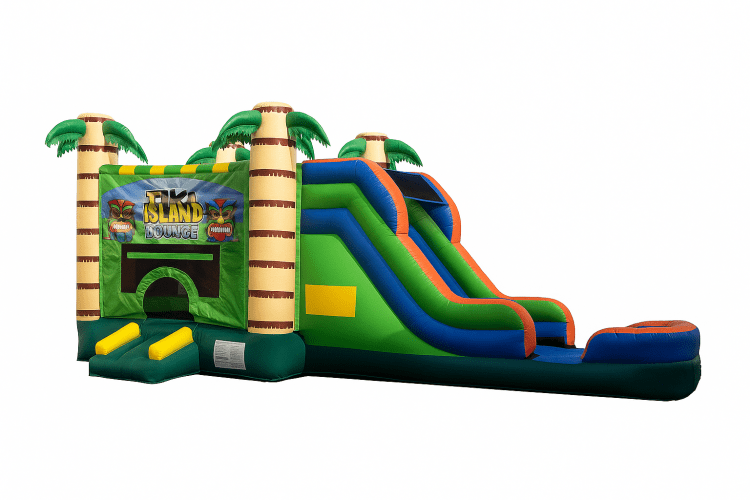 Tiki Bounce and Water Slide Combo